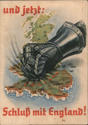 Germany WWII Propanganda, "And now, an End to England!" Eiserne Faust Iron Fist Nazi Germany Postcard Postcard Postcard