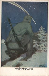 Germany WWI, Christmas in the Field, Xmas Tree, Star World War I Postcard Postcard Postcard