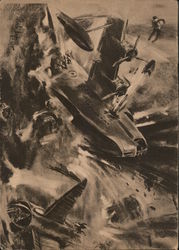 Germany WWII, "Right on Target", German Bomb Hits English Sunderland Flying Boat Postcard