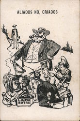 Spain Caricature, "Allies,. not Servants",  "Clean Boots" on Shoeshine box World War II Postcard Postcard Postcard