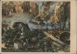 Germany WWII, "in The Midst of Battle'", Tank, Artillery Postcard