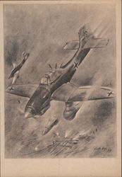 Germany WWII, Luftwaffe, Dive Bomber in Action Postcard