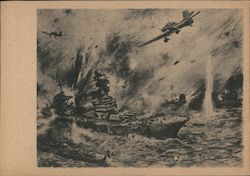 Germany WWII  British Ship Under Attack by German Planes Nazi Germany Postcard Postcard Postcard