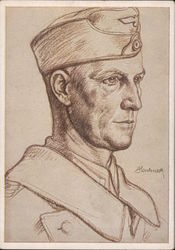 Germany WWII, "Men of the Western Front", Drawing of a General Staff Officer Postcard