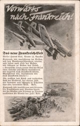 Germany WWII, Song, "Forward to France", Luftwaffe, Fighter Airplanes Nazi Germany Postcard Postcard Postcard