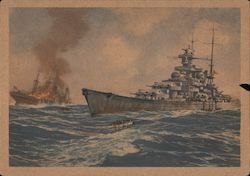 Germany WWII, Navy, "in March 1942 German Battleships Sank 22 Enemy Ships and Saved 800 Survivors Postcard