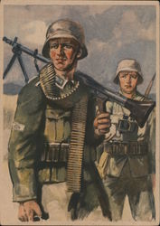 Germany WWII, "Between Battles", Military Art Postcard