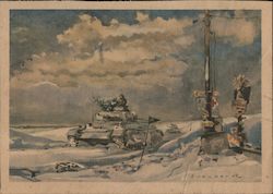 Germany WWII, Tank in Snow, Christmas Tree on Turret Nazi Germany Postcard Postcard Postcard