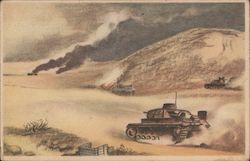 Germany WWII, German Armored Division in North Africa,Tanks Postcard