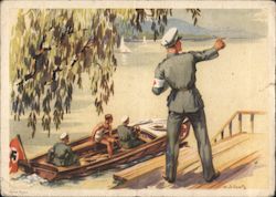 Germany WWII, The Work of the German Red cross, Boat, Swastika Postcard