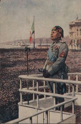 Italy WWII, Mussolini Speaking World War II Postcard Postcard Postcard