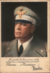 Italy WWII, Mussolini in Uniform World War II Postcard Postcard Postcard