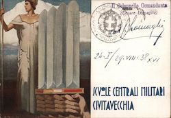 Italy WWII, Cnetral Military Schools, Civitavecchia Postcard