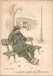 Soldier waiting for a money order Italy World War II Postcard Postcard Postcard