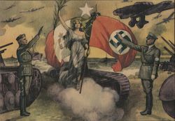 Italian German partnership for the victory Postcard