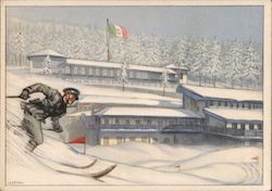 4th Railway Militia Ski Rally Italy World War II Postcard Postcard Postcard