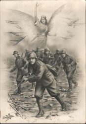 Italian soldiers on the battlefield Postcard