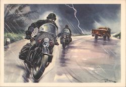 Motorcycle police guards on patrol Italy World War II Postcard Postcard Postcard