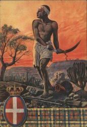 Wounded african soldier from one of Italian African regiments. Italy World War II Postcard Postcard Postcard