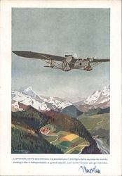 Plane over the fields and mountains. Italy World War II Postcard Postcard Postcard