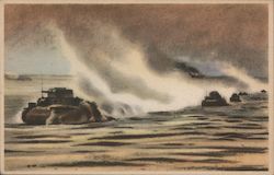 Panzer, Battle Between British and German Tanks Nazi Germany Postcard Postcard Postcard