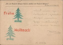 Feldpost Germany WWII, Merry Christmas, "Where we can defeat England, there we will do it" Nazi Germany Postcard Postcard Postcard