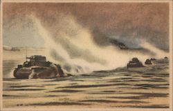 German and British Tank Battle in North Africa Postcard