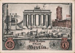 700th Anniversary of the City of Berlin, Brandenburg Gate Nazi Germany Postcard Postcard Postcard