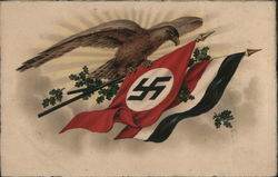 Propaganda, Eagle w German Impeial and Nazi Flags Nazi Germany Postcard Postcard Postcard