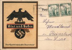 Propaganda, "Blood and Soil", "The Symbol of True German Farmers" Nazi Germany Postcard Postcard Postcard