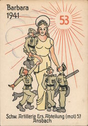 St. Barbara, Patron of Artillermen and Miners, 1941 Nazi Germany Postcard Postcard Postcard