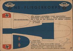 Paper Airplane Model, National Socialist Flying Corps, Swastika Nazi Germany Postcard Postcard Postcard