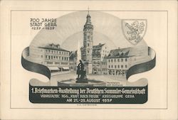 Third Reich, First Meeting of South German Stamp Collectors , Gera 1937 Nazi Germany Postcard Postcard Postcard