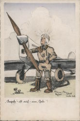 Humor, "Flier Cartoons", Airplane Postcard