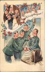 Military Humor, Soldier Being Congratulated on Birth of Twins Postcard