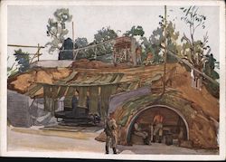 Camouflaged Heavy Artillery, Artist Signed, A. Janesch Nazi Germany Postcard Postcard Postcard