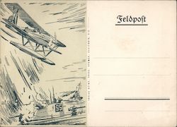 Observation Sea Plane over U-Boat, Submarine Nazi Germany Postcard Postcard Postcard