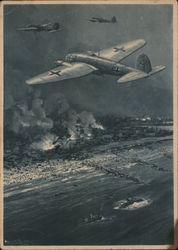 German Airplanes over Dunkirk, Dunquerque Battle Scene Postcard