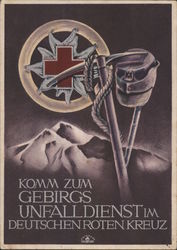 Recruiting Poster for German Mountain Rescue Team of the German Red Cross (for "Mountain Accidents") Nazi Germany Postcard Postc Postcard