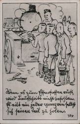 Soldiers at Mess, Mobile Field Kitchen, "Goulash Cannon", 1940 Nazi Germany Postcard Postcard Postcard