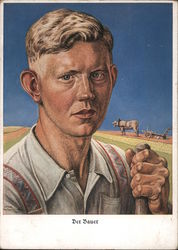 Propaganda, Portrait of a Farmer with Wagon and Livestock Nazi Germany Postcard Postcard Postcard