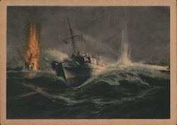 Navy, Fast Boat Patrol on English Coast, Sinking of Destroyer Postcard