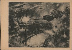 Airplanes Bombing City, Moscow, Kremlin, USSR Nazi Germany Postcard Postcard Postcard