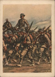 Infantry on the March, Officer on Horse "Postcard of the Army" Nazi Germany Postcard Postcard Postcard