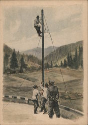 Communication Corps, Repairing Telegraph Wires Nazi Germany Postcard Postcard Postcard