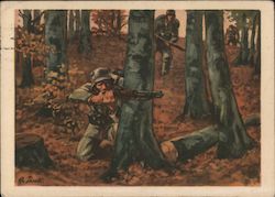 Infantry Advancing in Forest, "Postcard of the Army" Nazi Germany Postcard Postcard Postcard