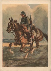 Mounted Courier, Horse, 'Postcard of the Army" Nazi Germany Postcard Postcard Postcard