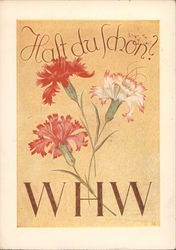 "Have You Given?" German Winter Assistance Fund, Street Collection 1938, Carnations, Flowers Nazi Germany Postcard Postcard Postcard