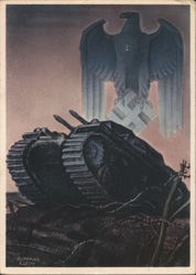 "The German Armed Forces", Panzer Tank on the Battlefield Nazi Germany Gottfried Klein Postcard Postcard Postcard