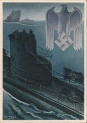 "The German Armed Forces", U-Boat, Submarine Sinks Enemy Shipstika Postcard